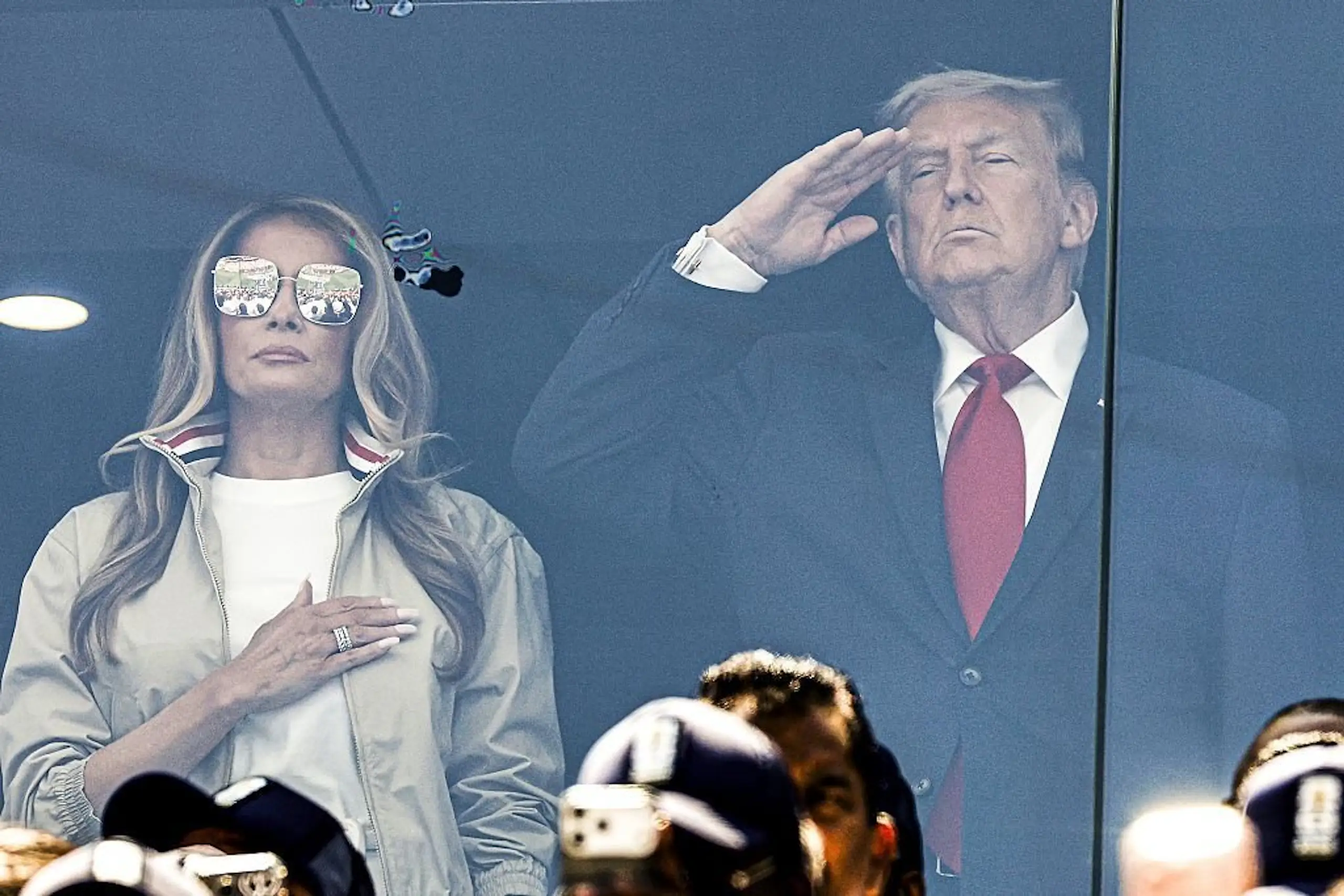 First Lady Melania Trump wearing large protective sunglasses at the World Cup final. Credit: ANP / Getty