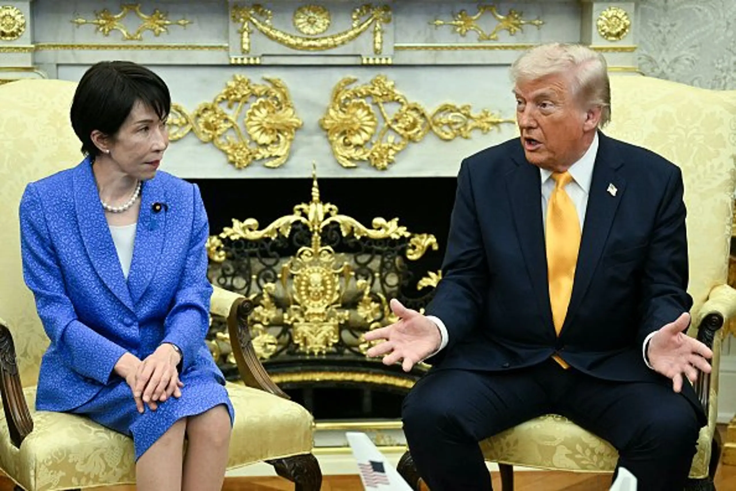 Donald Trump and Sanae Takaichi at the White House. Credit: Jim WATSON / AFP via Getty Images