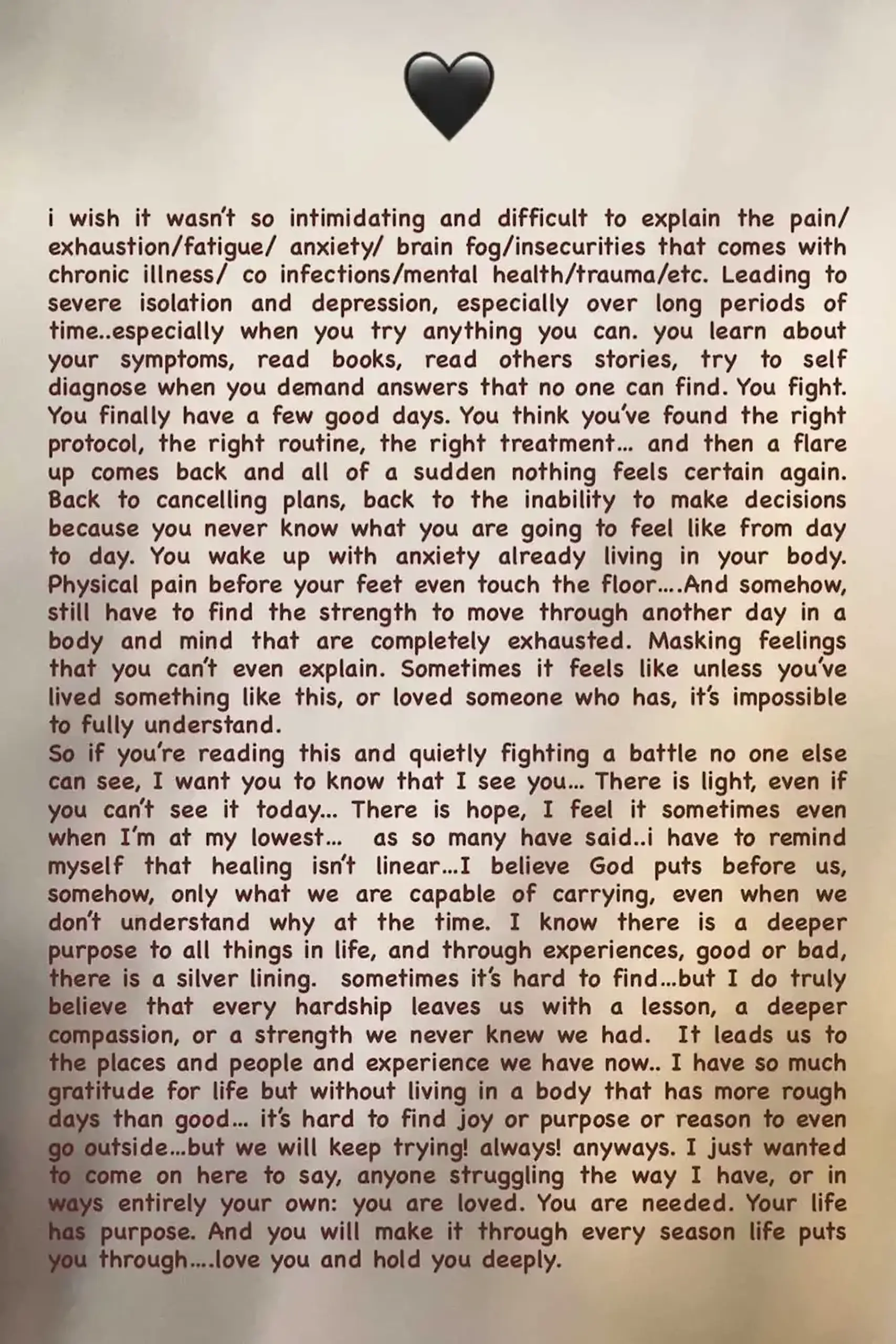Bella Hadid's lenghty post. Credit: Bella Hadid / Instagram