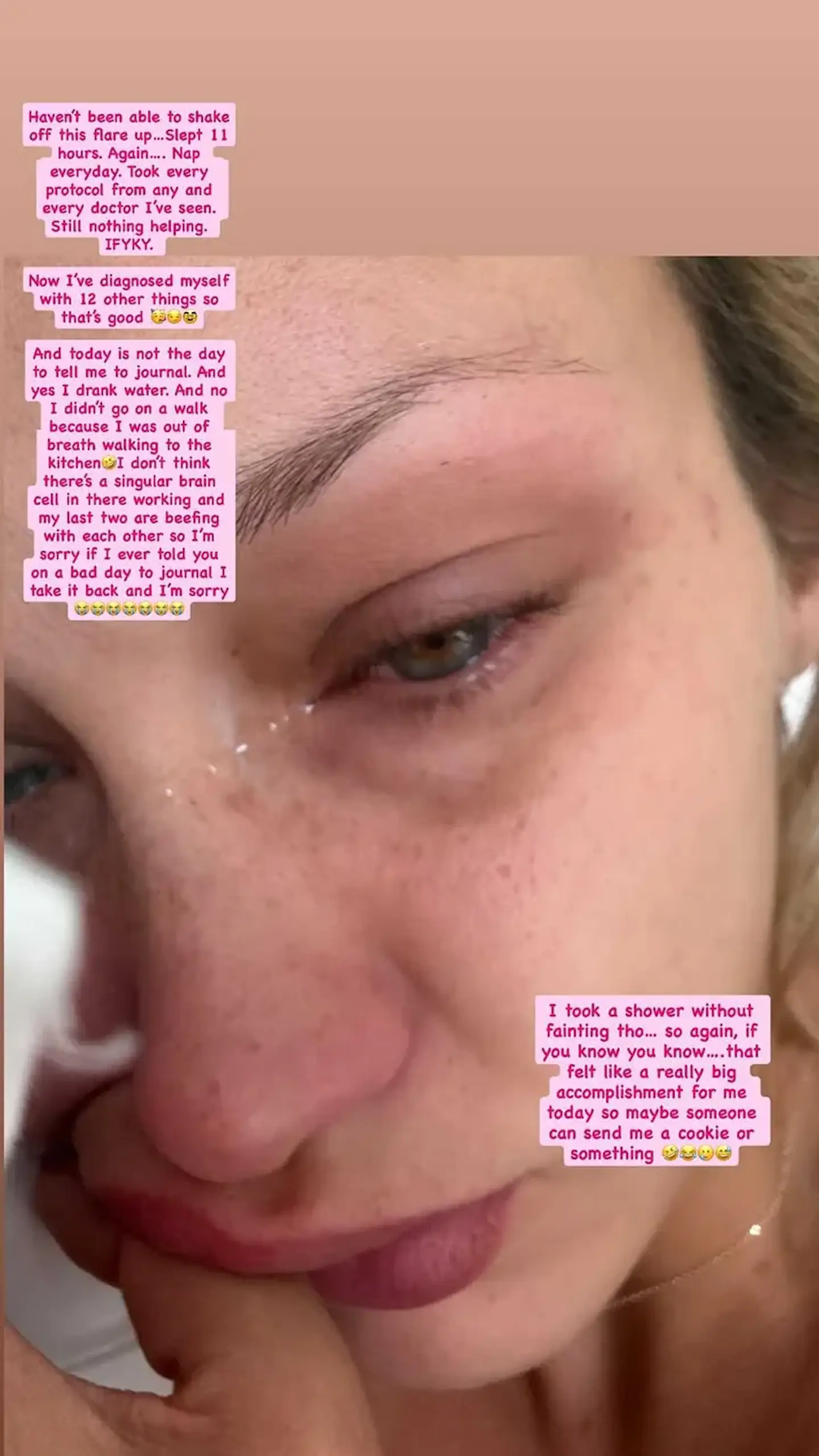 Bella Hadid spoke about her flare-up on June 25. Credit: Bella Hadid / Instagram
