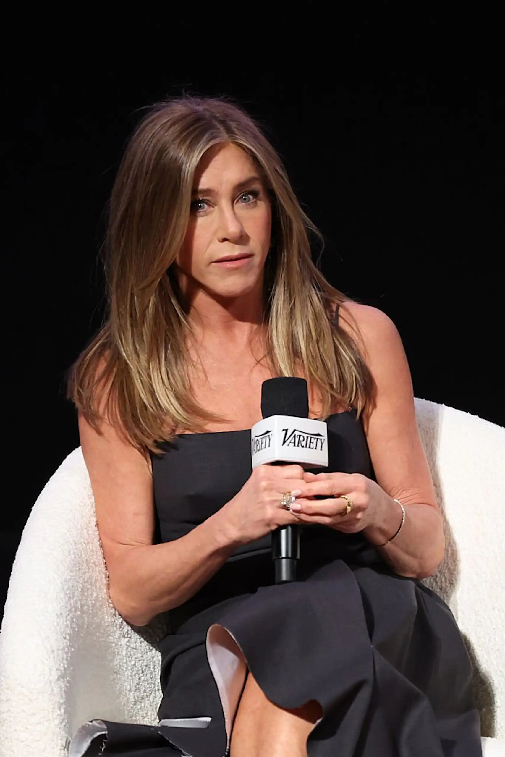Aniston got on with it in the end, and the scene was hilarious. Credit: JC Olivera / Getty