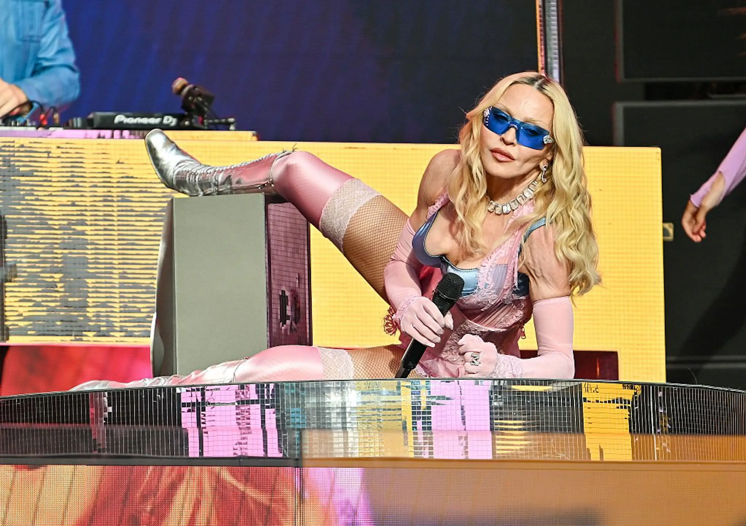 Madonna shocked fans with an outrageous stunt during a surprise show in Times Square. Credit: James Devaney/GC Images