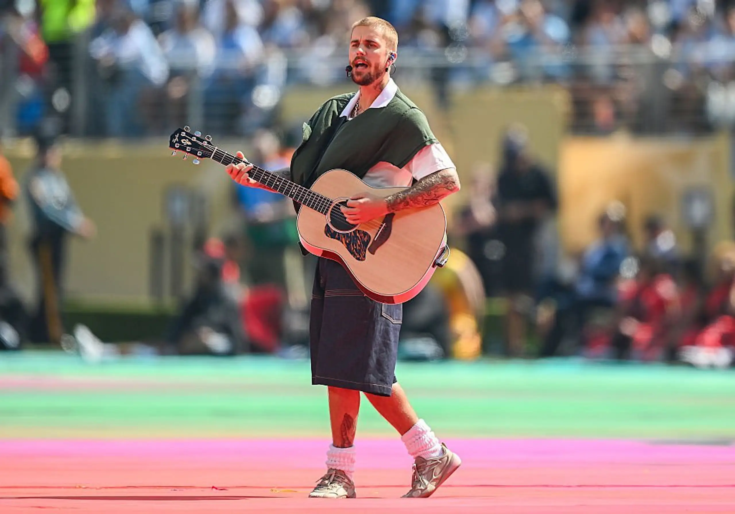 Justin Bieber's half-time performance forced FIFA to break its own rules. Credit: Hannah Peters - FIFA/FIFA via Getty Images 