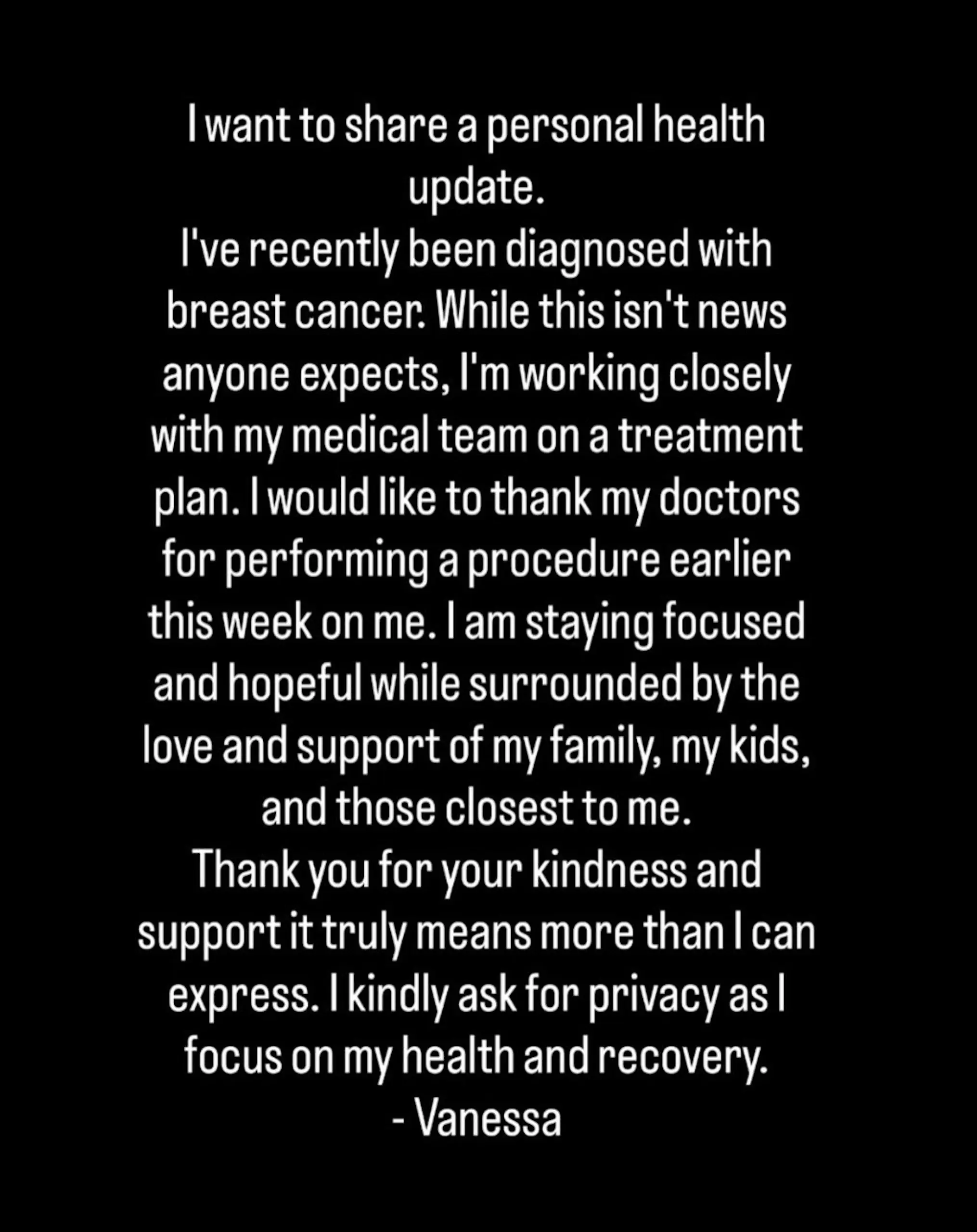 Vanessa Trump shared a personal update on her health. Credit: Instagram/Vanessa Trump 