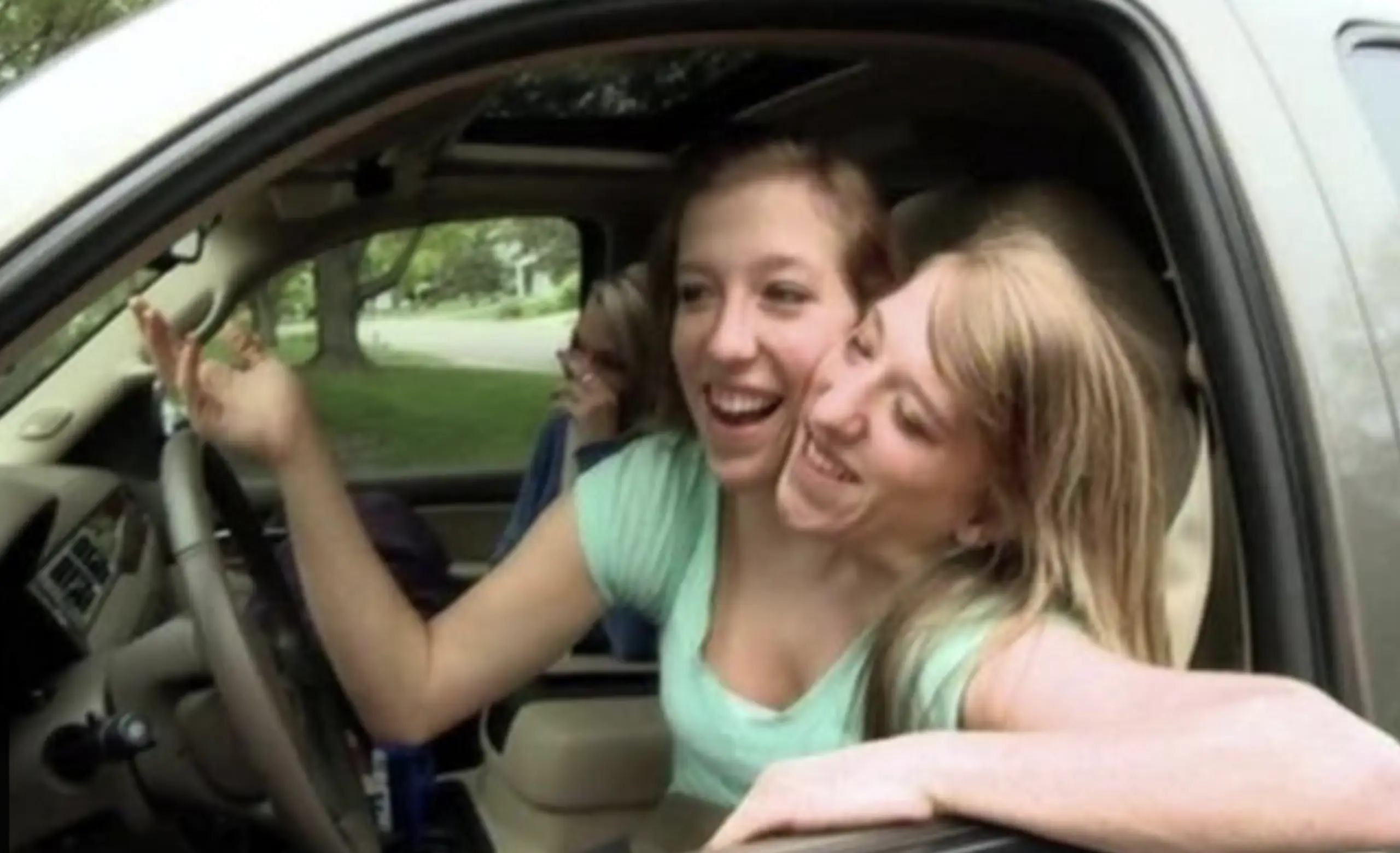 The twins are so coordinated that they can even drive together. Credit: BBC