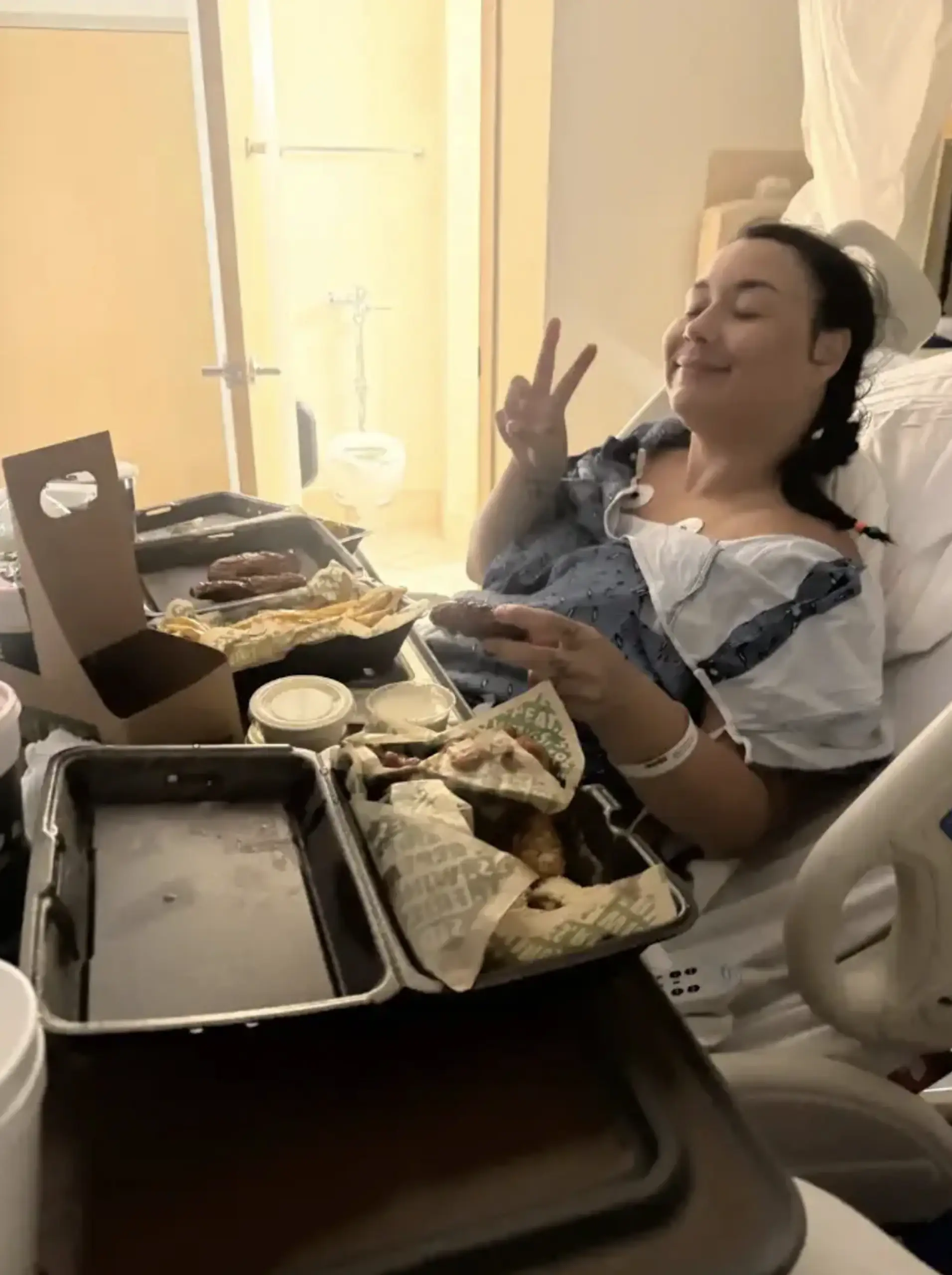 Kirsten received treatment in hospital after her emergency air evacuation. Credit: GoFundMe